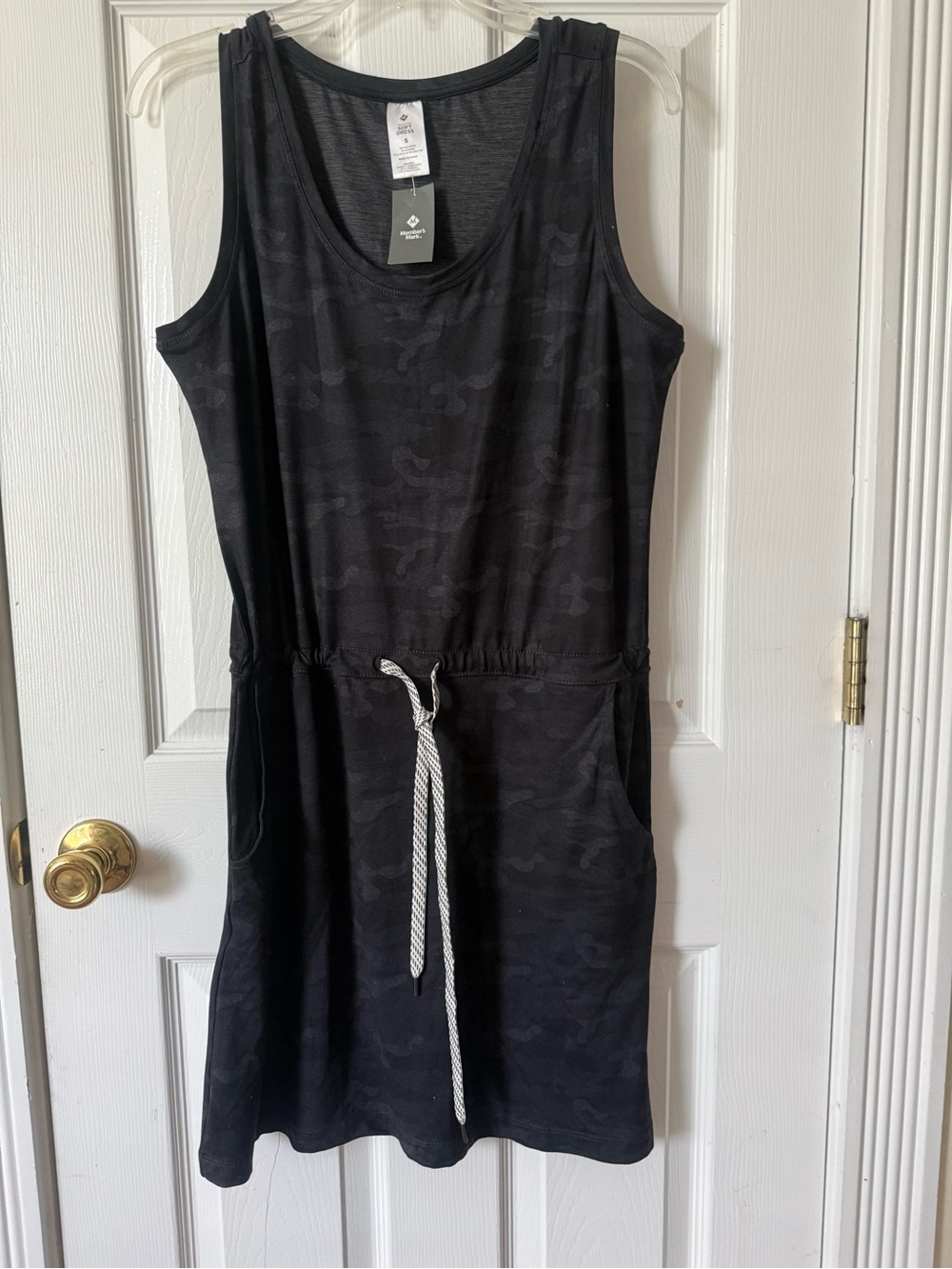 Black Sleeveless Drawstring Casual Dress